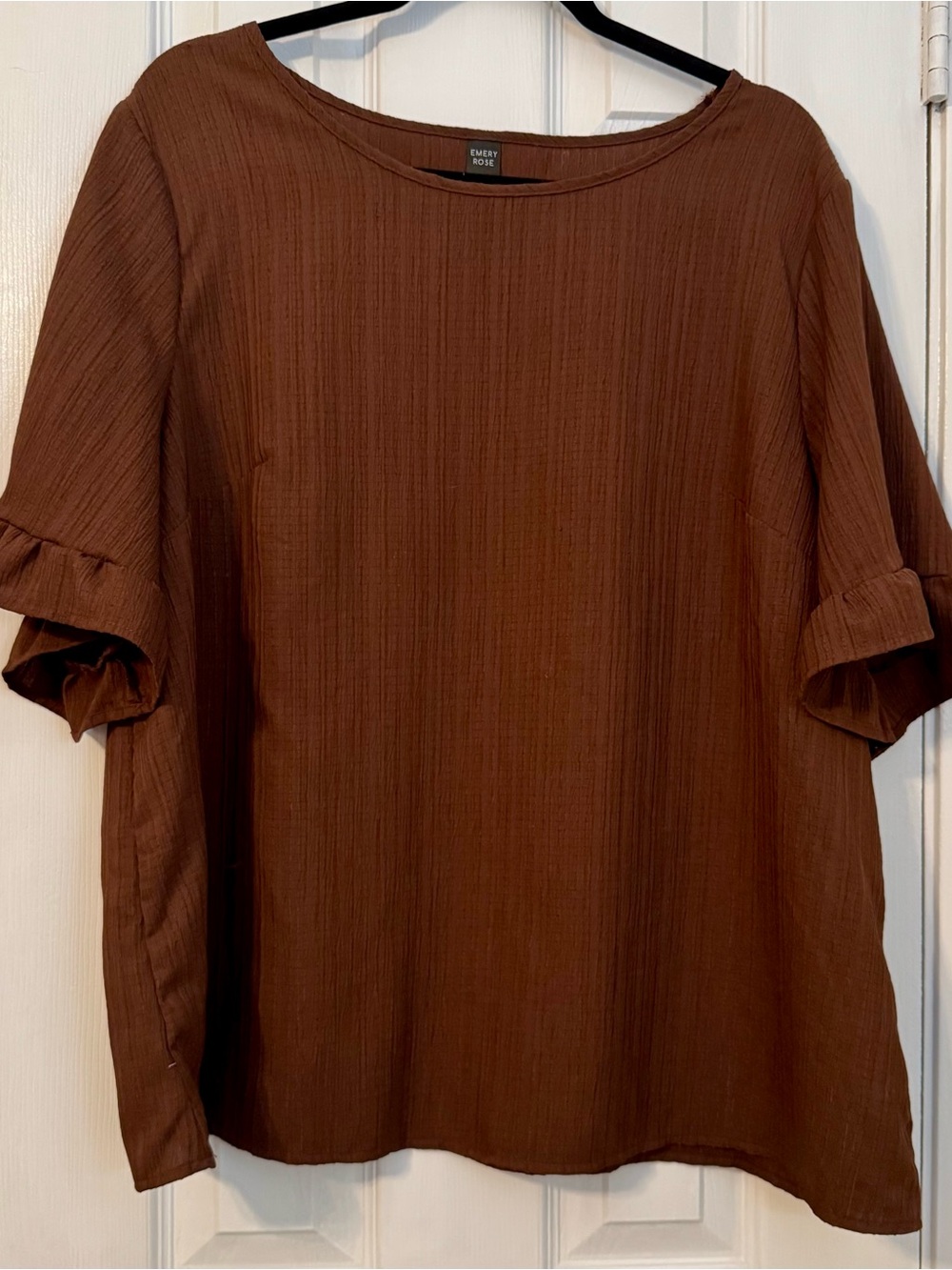 Brown Short-Sleeve Textured Men's Shirt